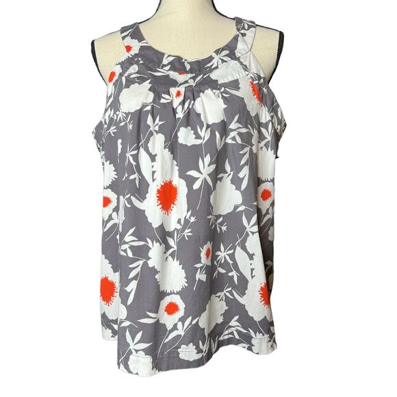 John Paul Richard Blouse in Gray White Red Floral Print Halter Neckline Size XL - Picture 1 of 6